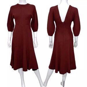 Vintage Aritzia Wilfred Le Fou Valentine High Neck V Back Midi Dress Rust Red
